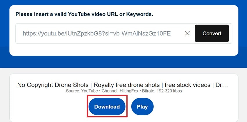 download the converted video ytmp3