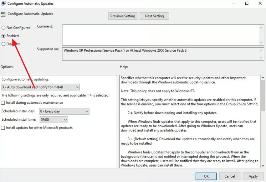 check windows update policies