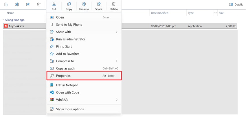 access program properties