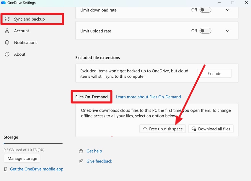 go to file on demand section