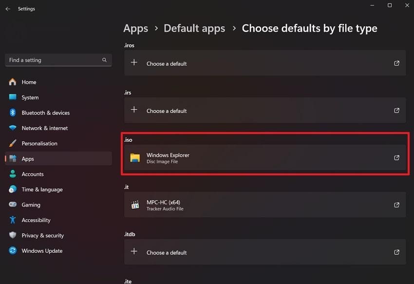 select iso extension