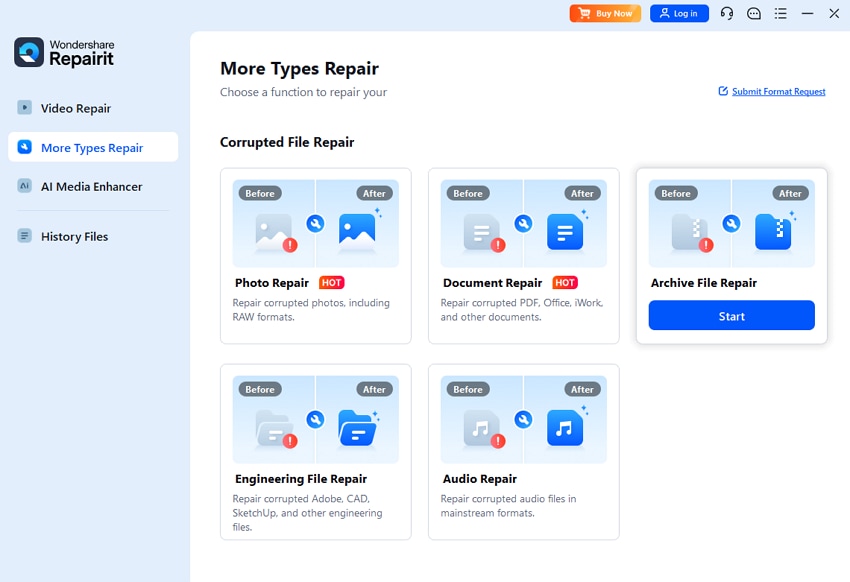 start with archive file repair