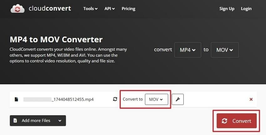 pick format and click convert