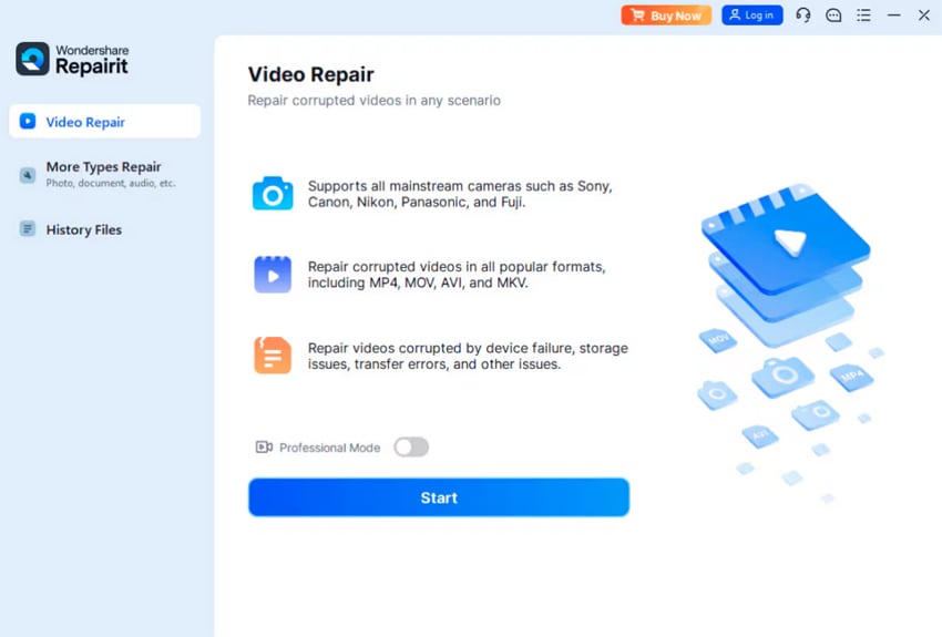 get start by import corrupted video