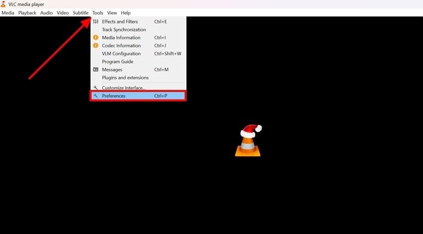 locate vlc tools preferences