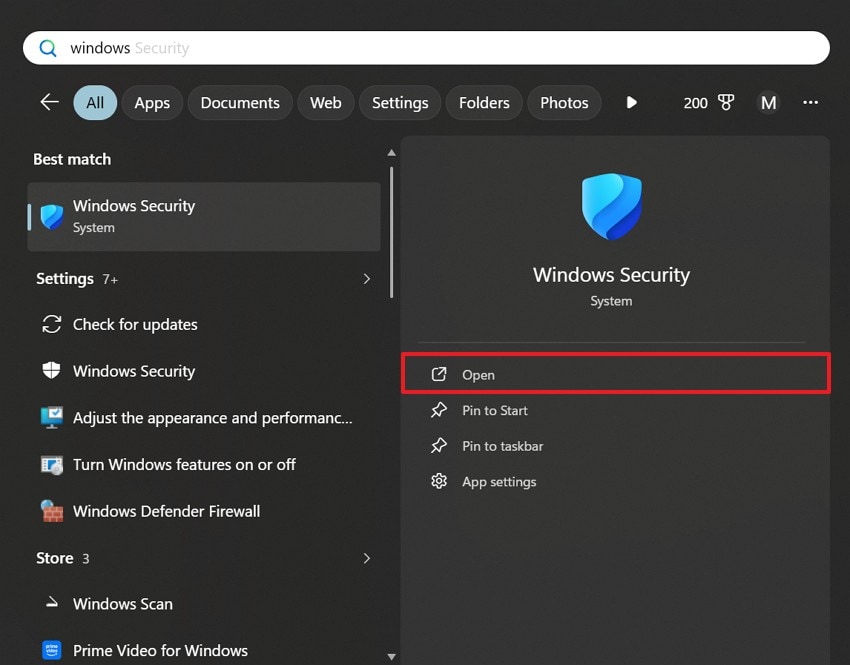 open windows security