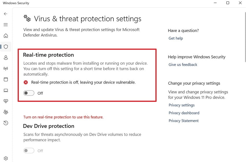 disable realtime protection