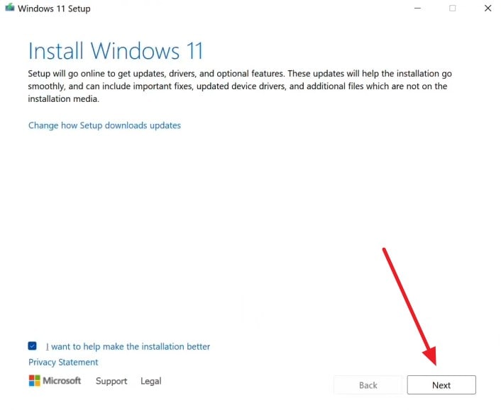 press the next button