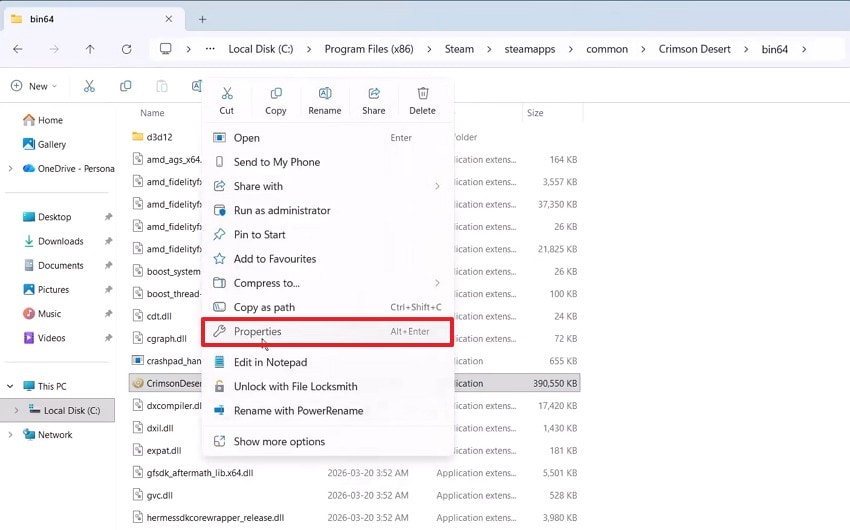 access crimson desert properties