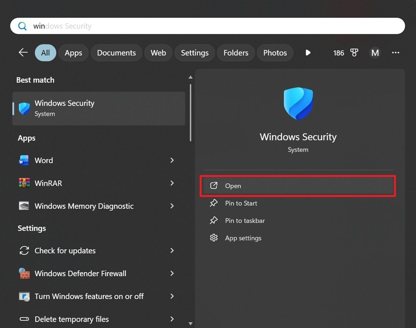 open windows security
