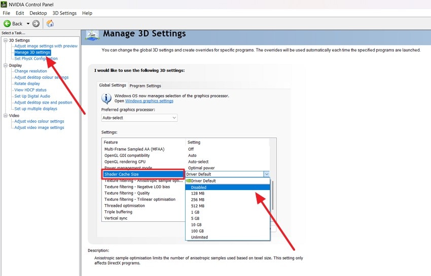 disable shader cache