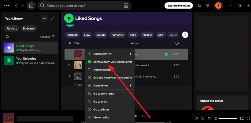 remove song from windows spotify