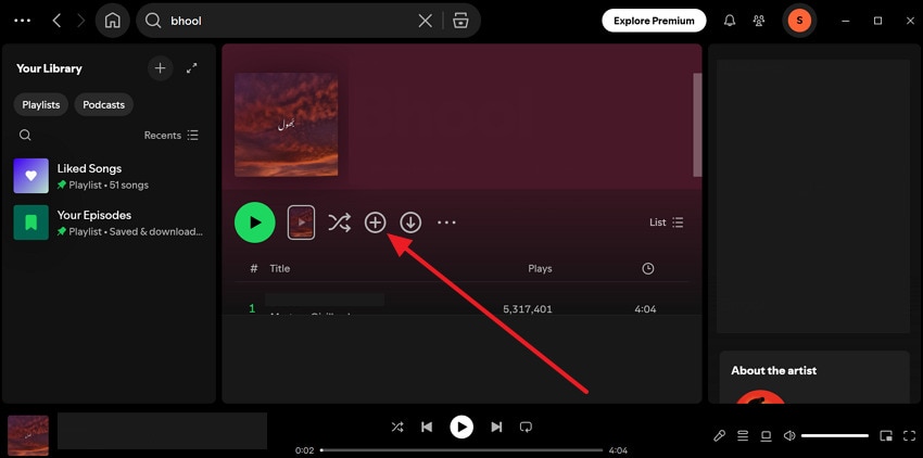 add song back on spotify