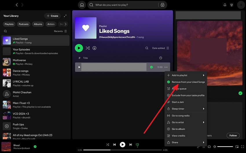 remove song from mac spotify