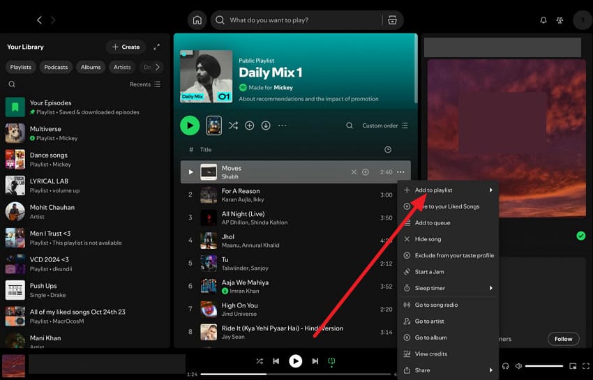 add song back on spotify