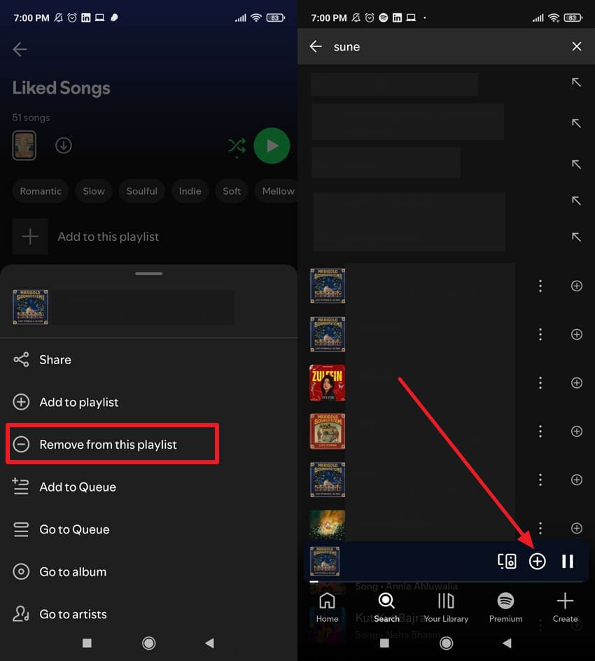 remove and add song on android
