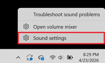open sound settings