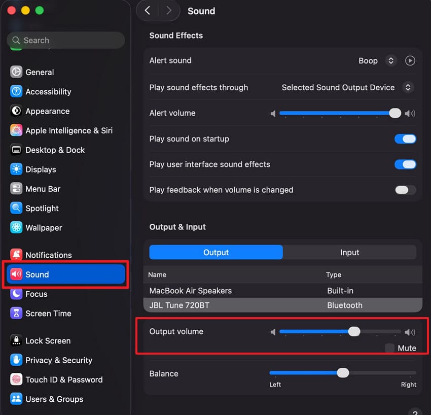 adjust output volume on mac