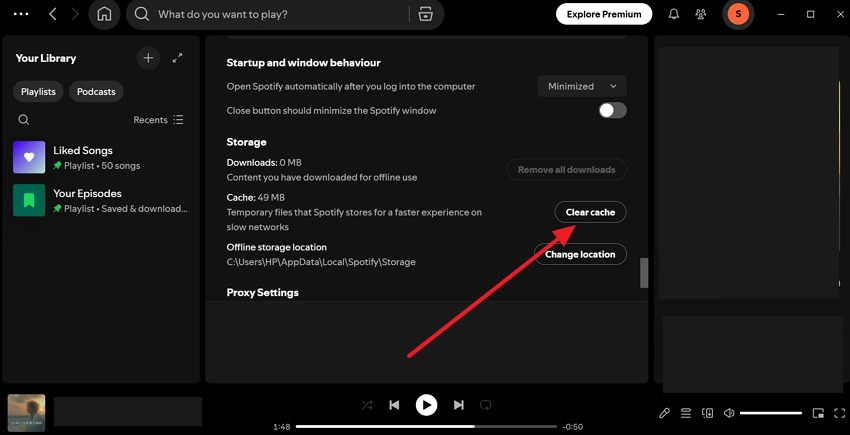clear cache on windows spotify