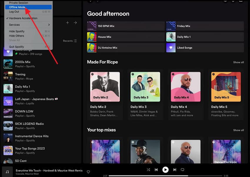 turn off offline mode on mac