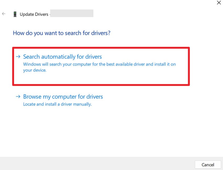 search and update drivers