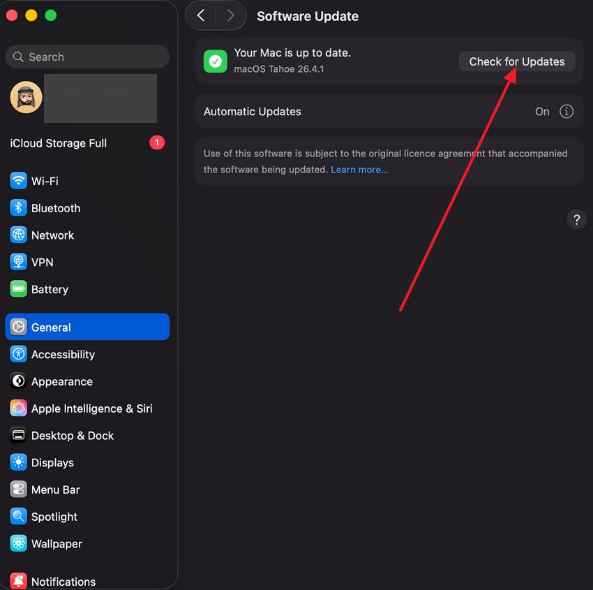 check for updates on mac