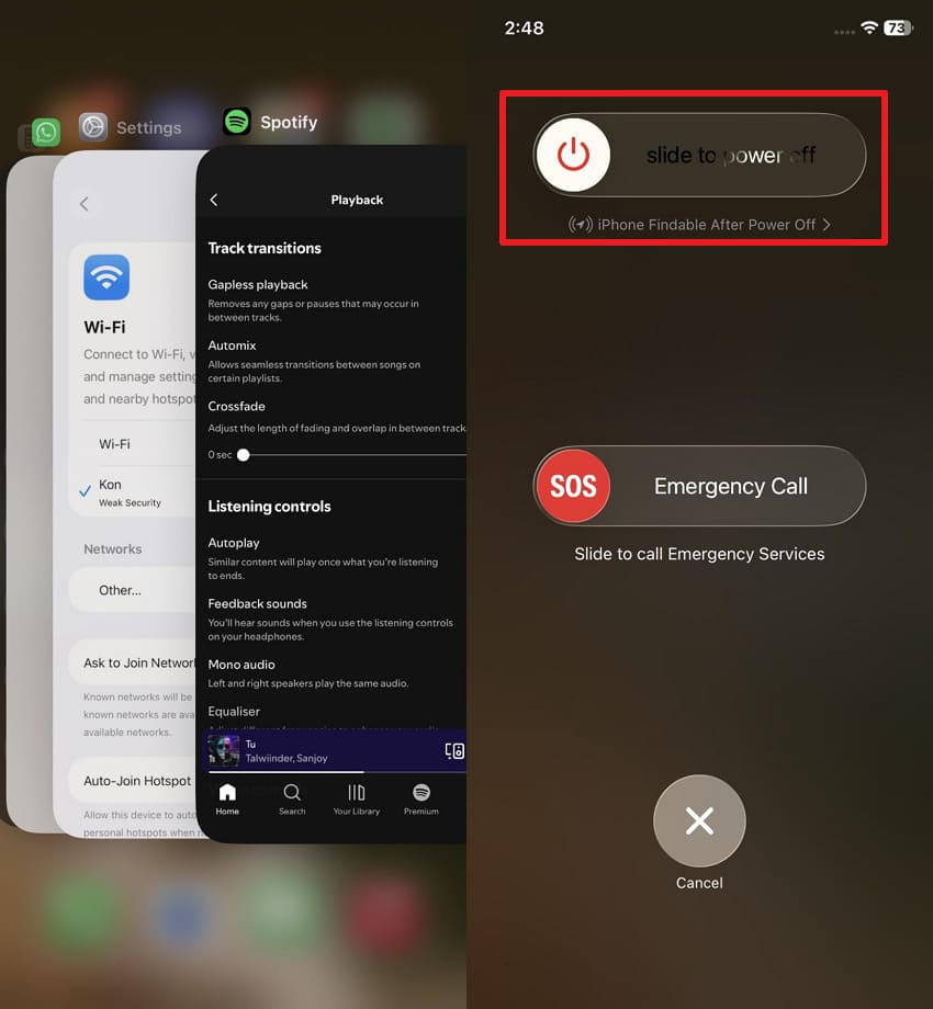 restart spotify and iphone