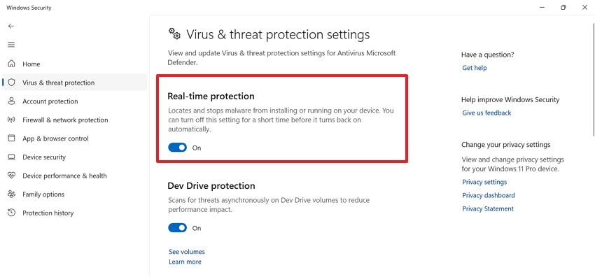 turn off real-time protection