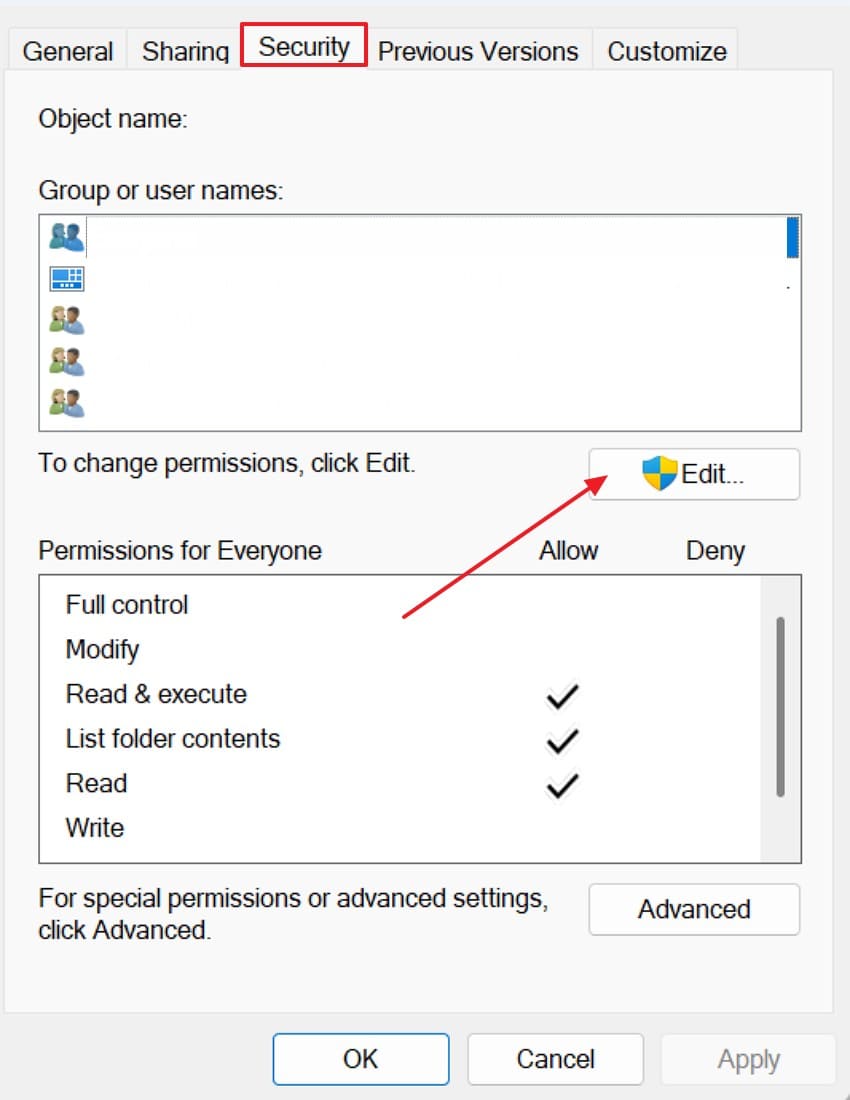 check folder security permissions