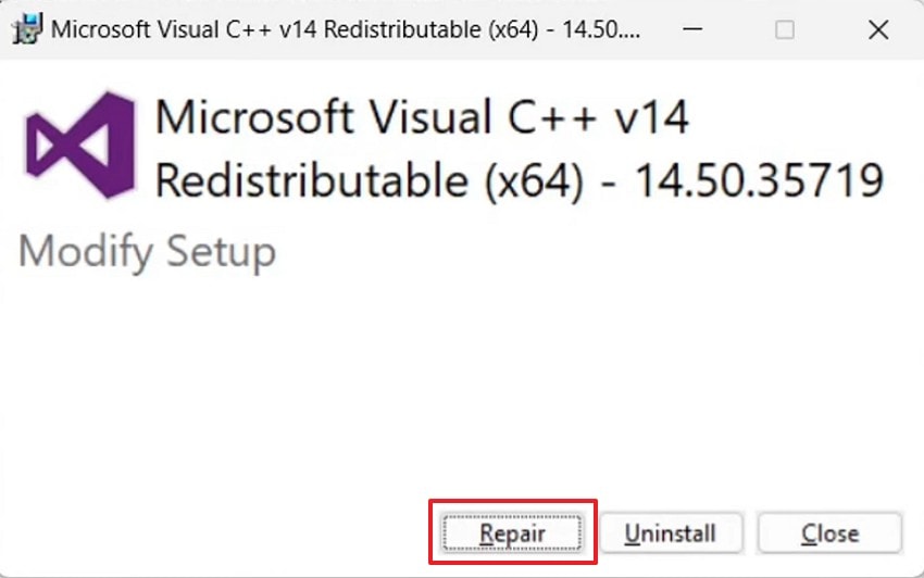 repair visual c redistributable