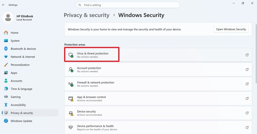 select virus threat protection