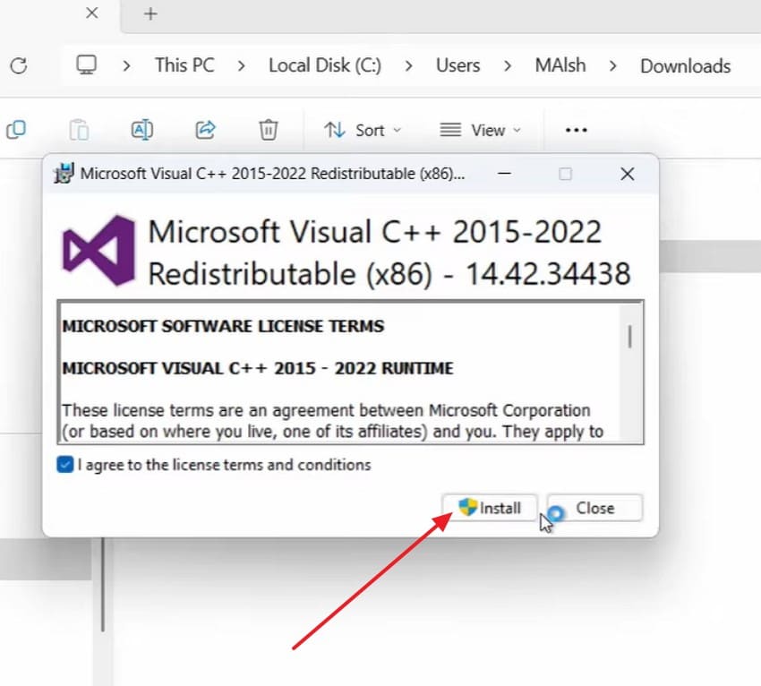 install visual c redistributable
