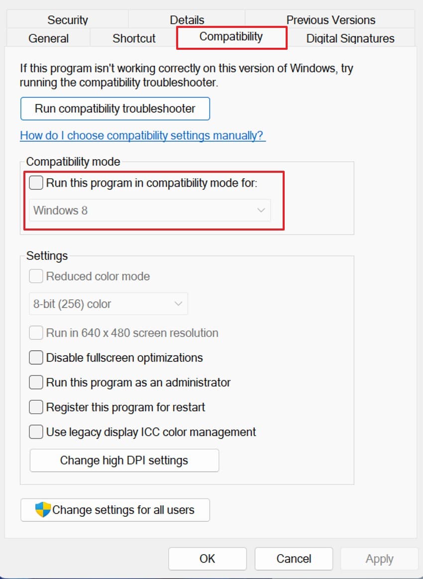 enable compatibility mode