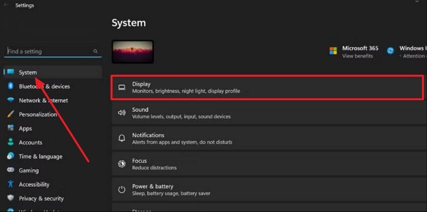 access display option from settings