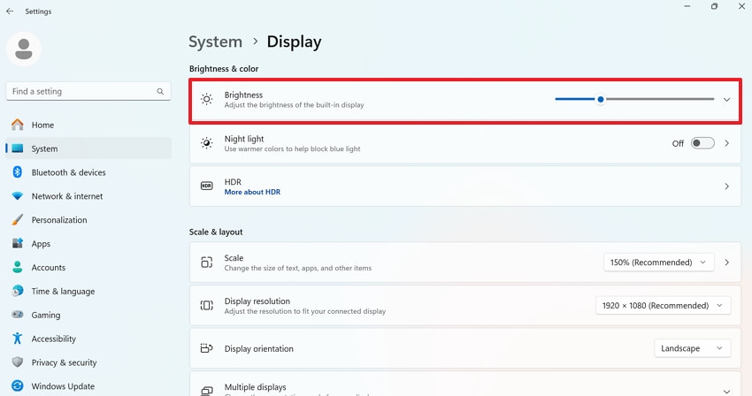 adjust display brightness