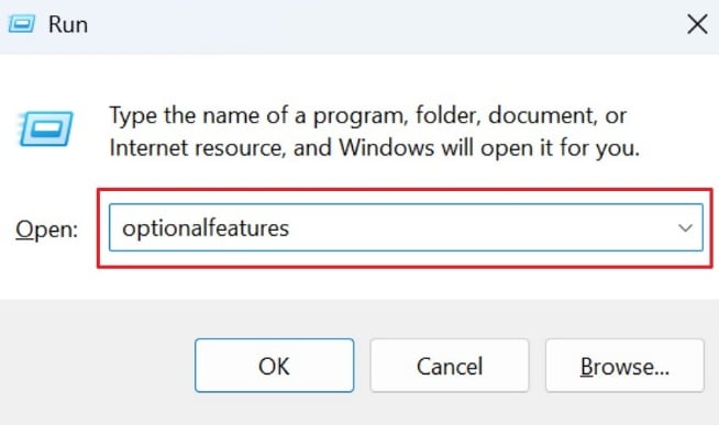 enter windows feature command