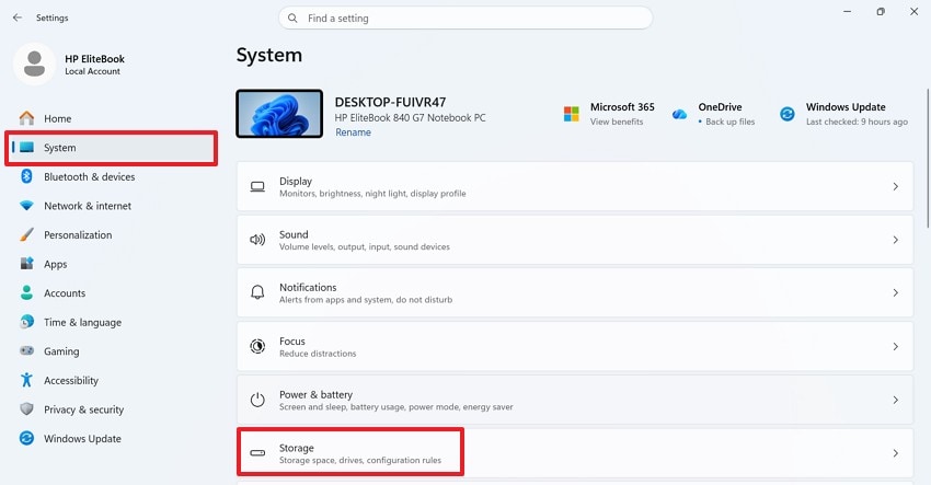 check windows storage space