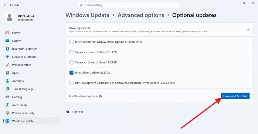 download and install optional updates