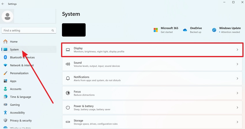 access display settings