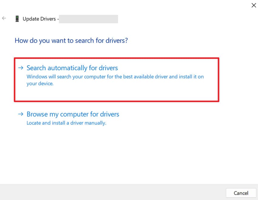 search and install drivers