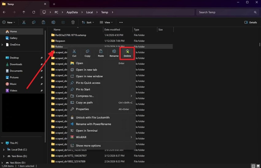 delete roblox temp file
