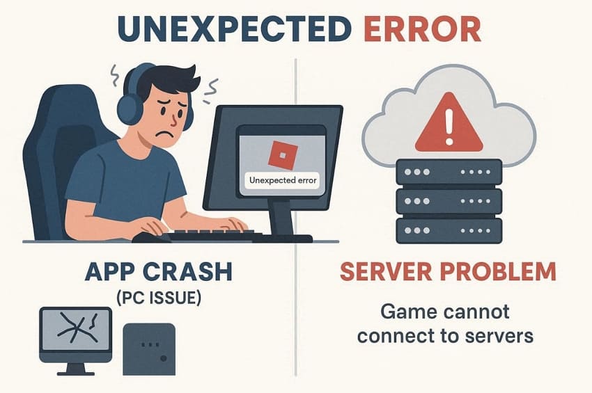 define unexpected roblox error