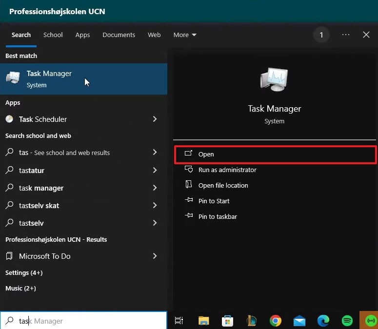 open task manager
