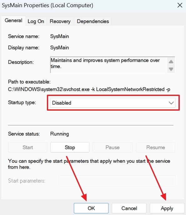 disable sysmain