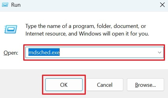 run mdsched.exe