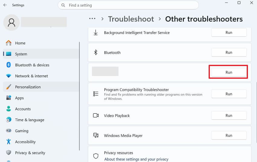 run keyboard troubleshooter