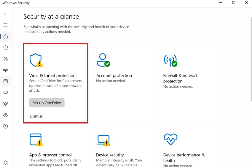 access virus and threat protection