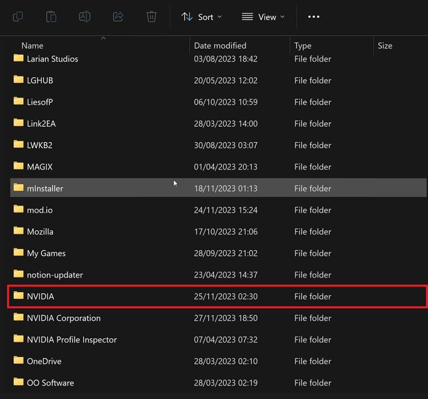 access nvidia temp folder
