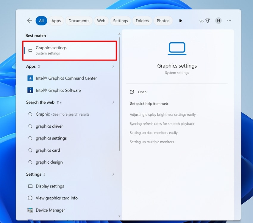 access graphics settings on pc
