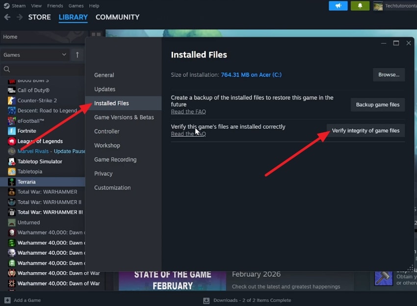 choose verify integrity of game files
